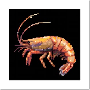 Pixelated Shrimp Artistry Posters and Art